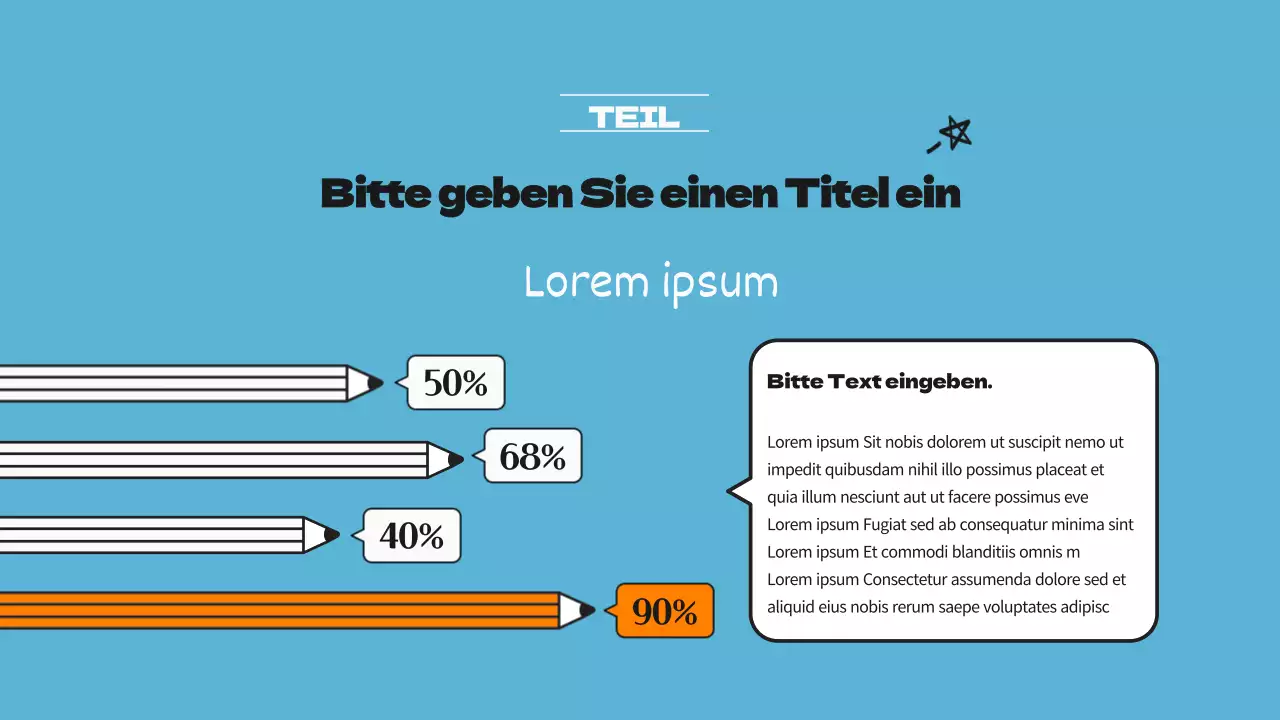 Niedliche Infografik mit horizontalem Balkendiagramm in Hellblau und Orange