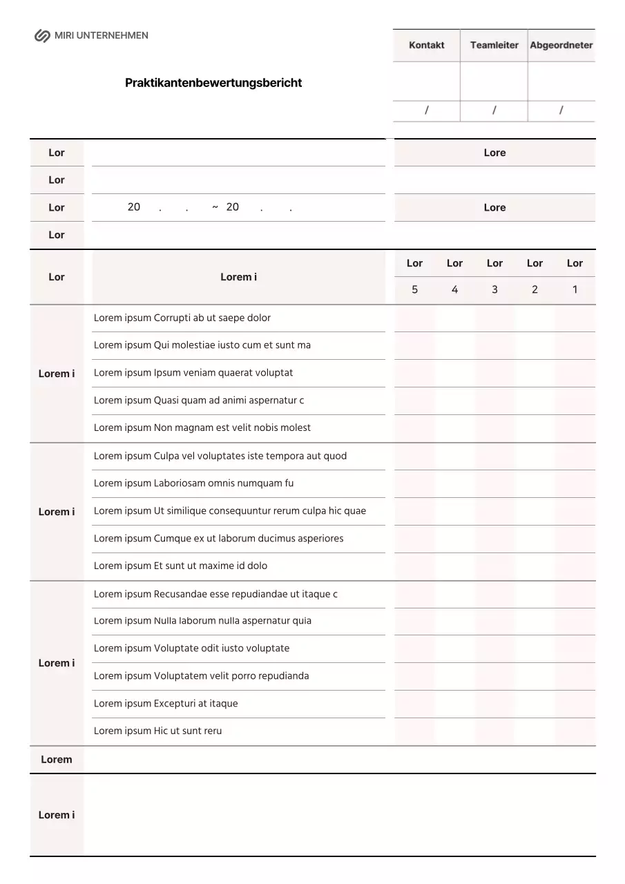 Praktikantenbewertungsbericht in rosa
