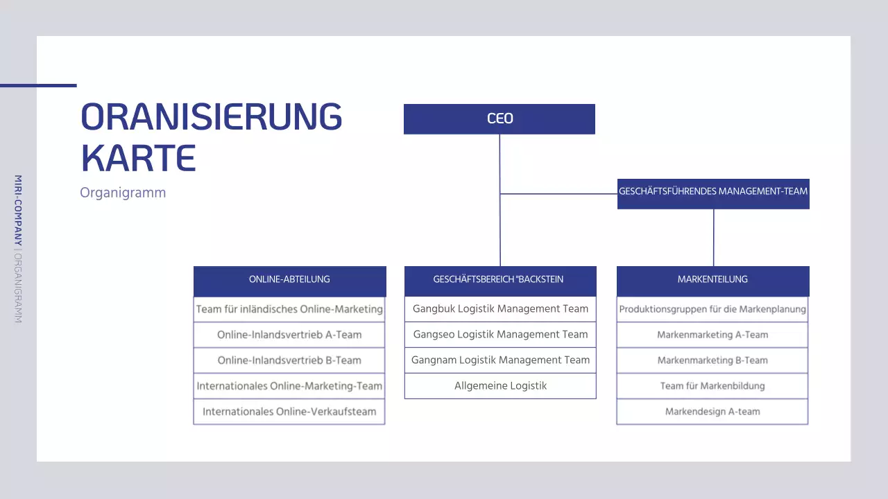 Ein einfaches Unternehmensprofil in Marineblau und Grau