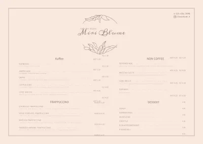 Rosa luxuriöse Blume Cafe Cafe Menü Poster