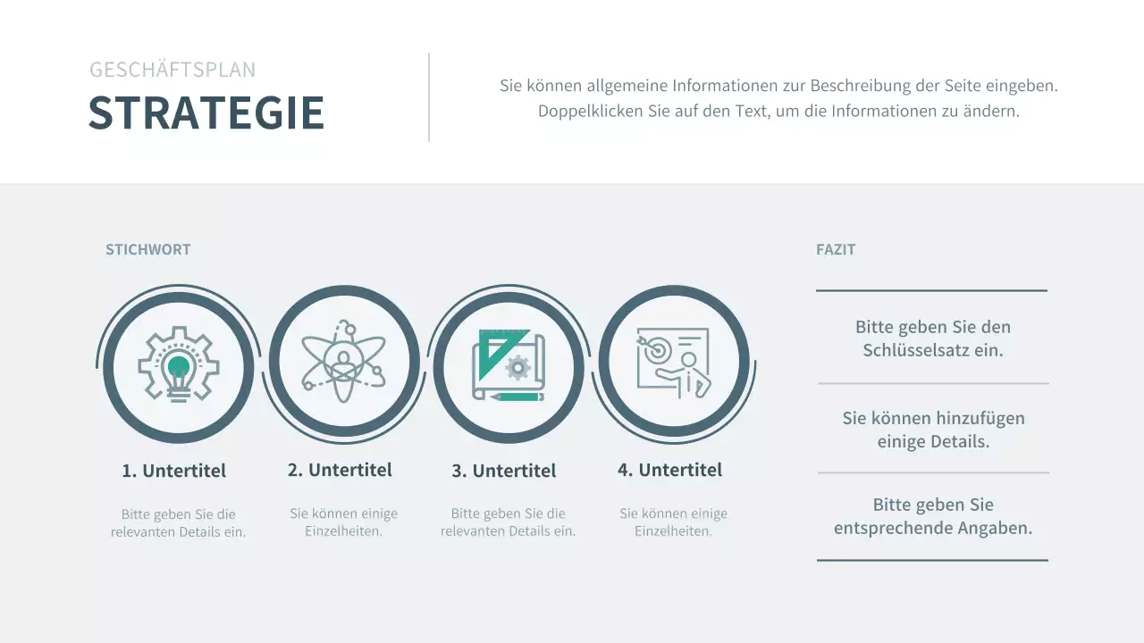 Präsentation des Geschäftsplans eines Unternehmens in navy