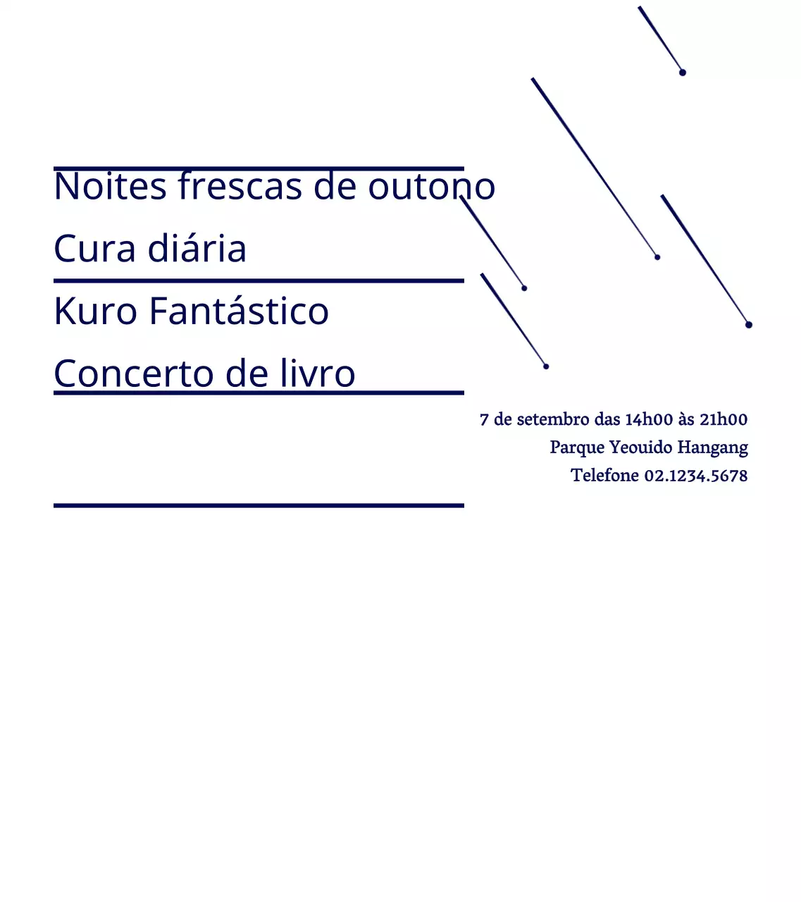 Livro de estilo de ilustração de estrela simples azul-marinho Anúncio de informação de concerto