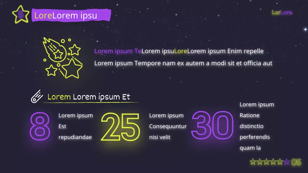 Mystische neongelbe und violette Unterrichtsmaterialien