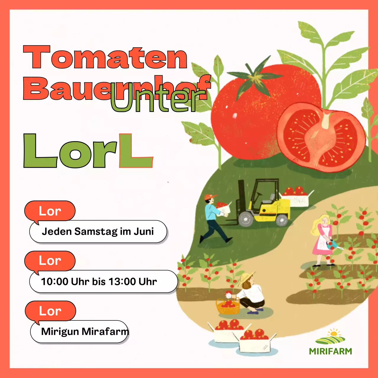 Einführung in die orange illustrierte Tomatenfarm-Erfahrung