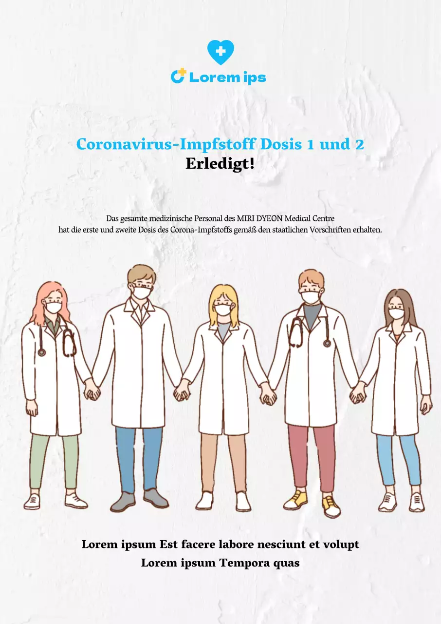 Vertikales Poster zur Coronavirus-Impfung mit weißen Abbildungen