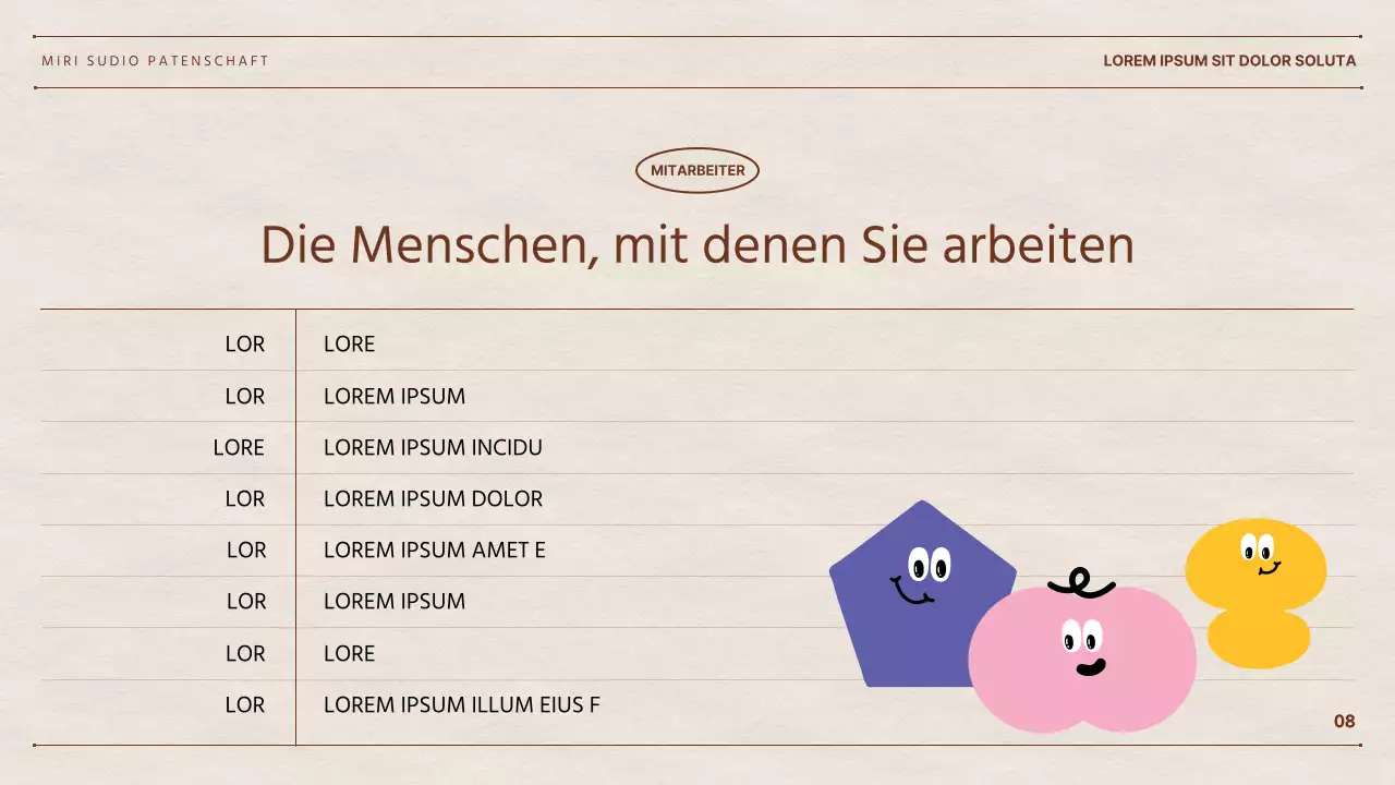 Der Vorschlag von Web-Talent Hyun Chan mit einem Papierhintergrund und bunten geometrischen Formen