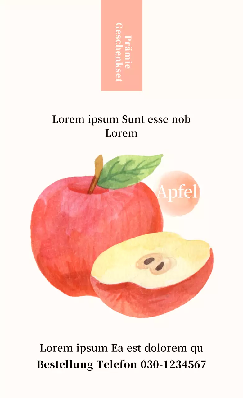 Illustrierter Apfel Vertikaler Aufkleber