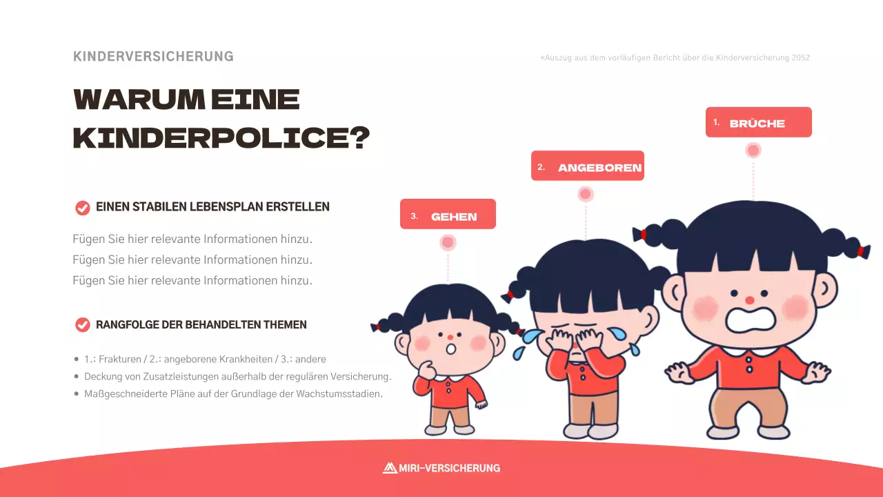 Niedlicher Versicherungsantrag für Kinder in Rosa