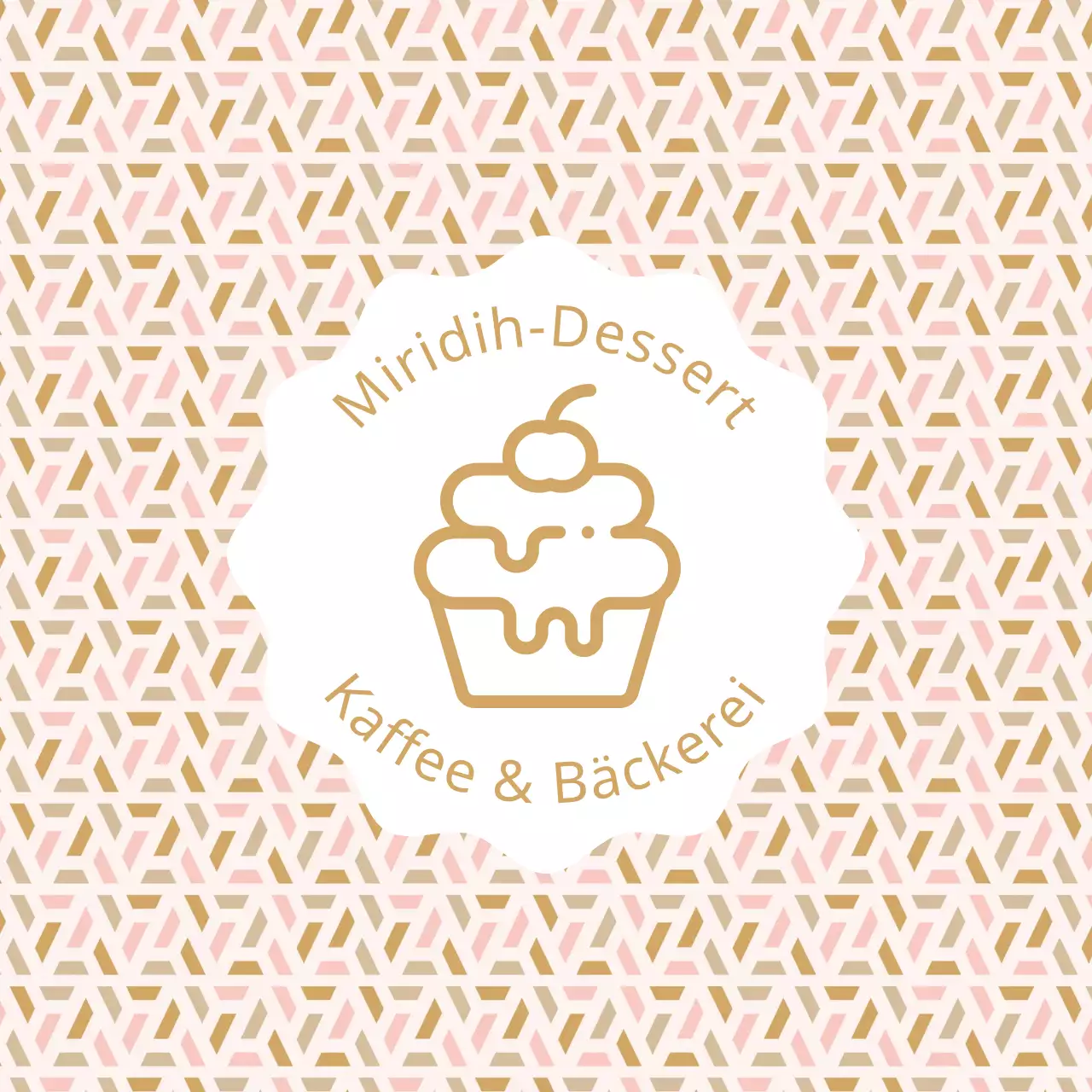 Werbung für ein rosa und beige illustriertes Dessert-Café