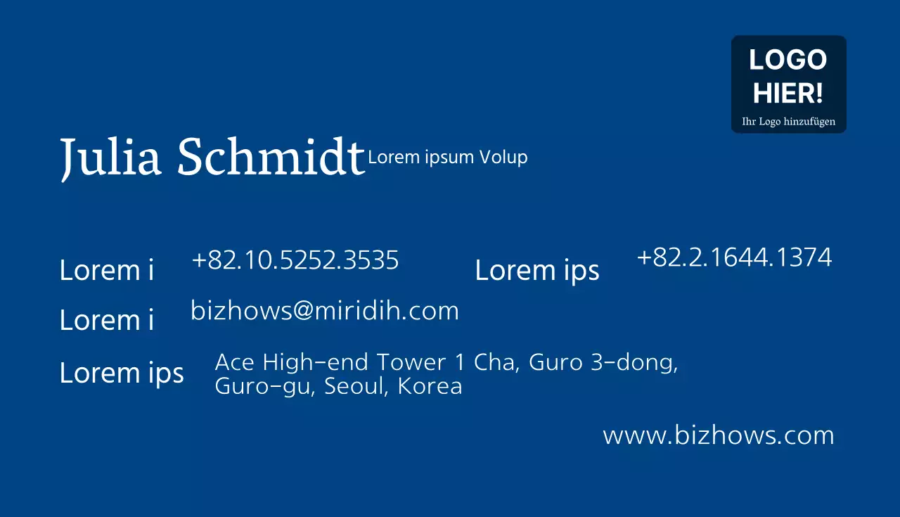 Einfache blaue Visitenkarte