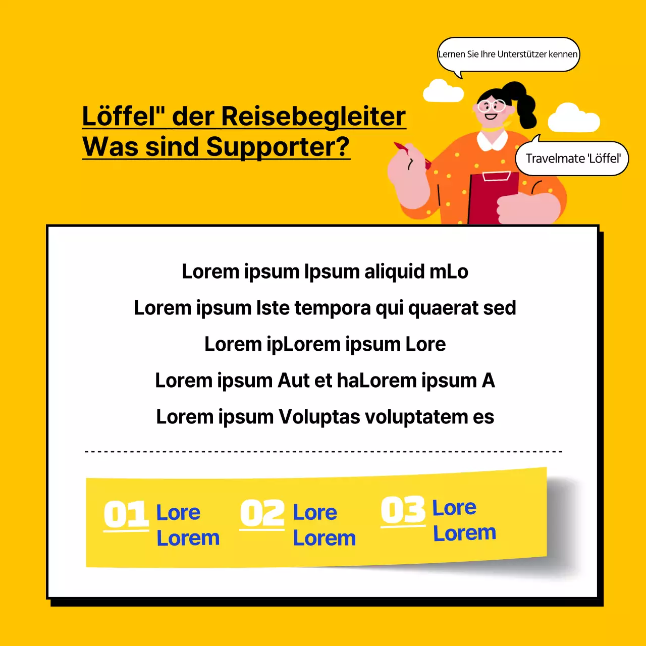 Blaue und orangefarbene Illustration von Gen MZ-Anhängern