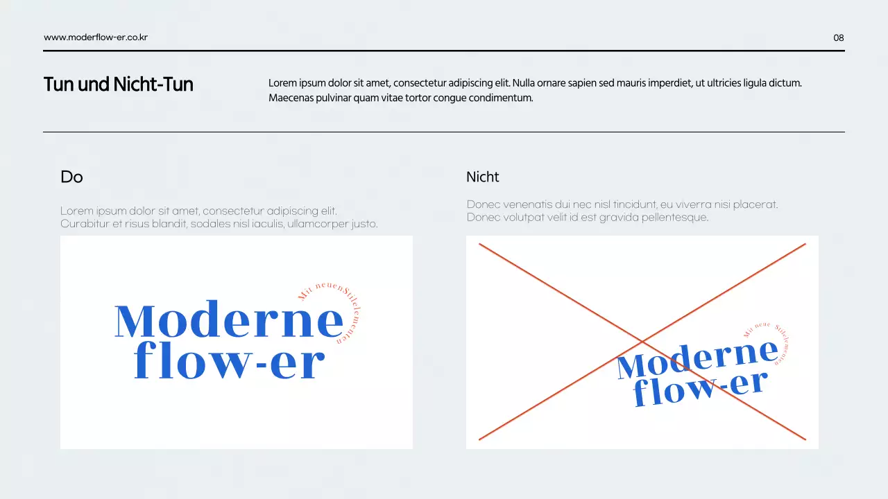 Eine klare Präsentation des Markenführers in Rot und Blau