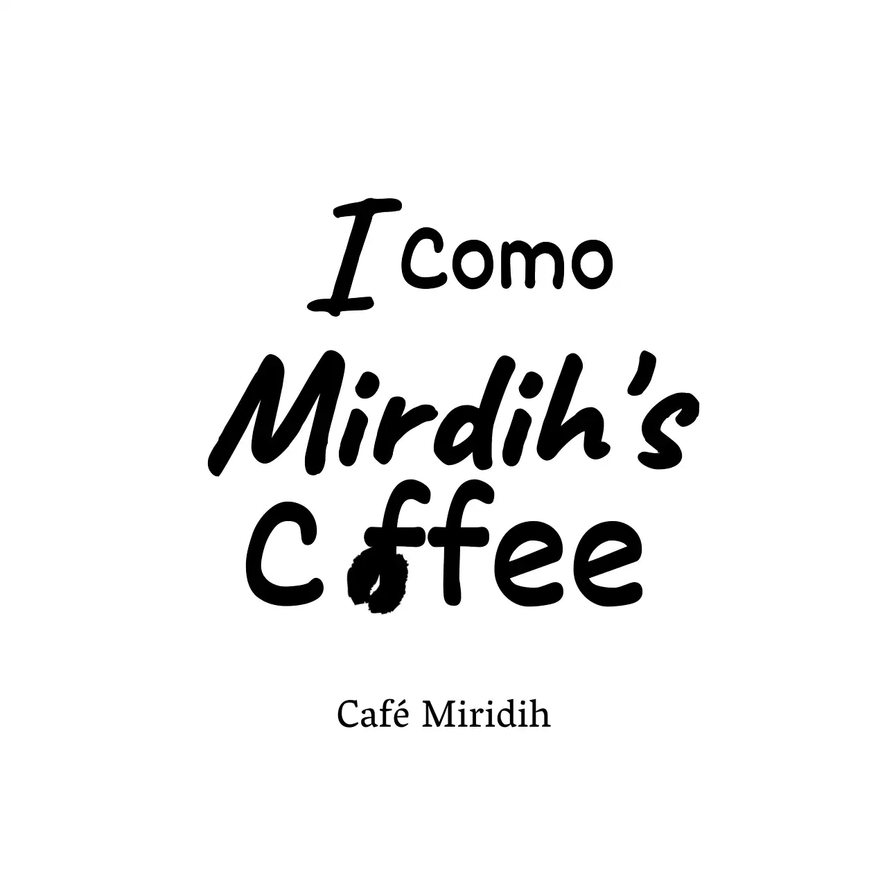 Desenho de café com letras manuscritas e ilustração de grãos de café