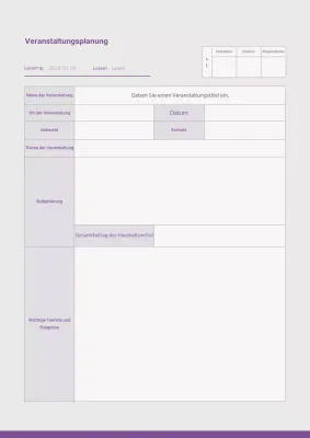Ein einfacher violetter Event-Planer