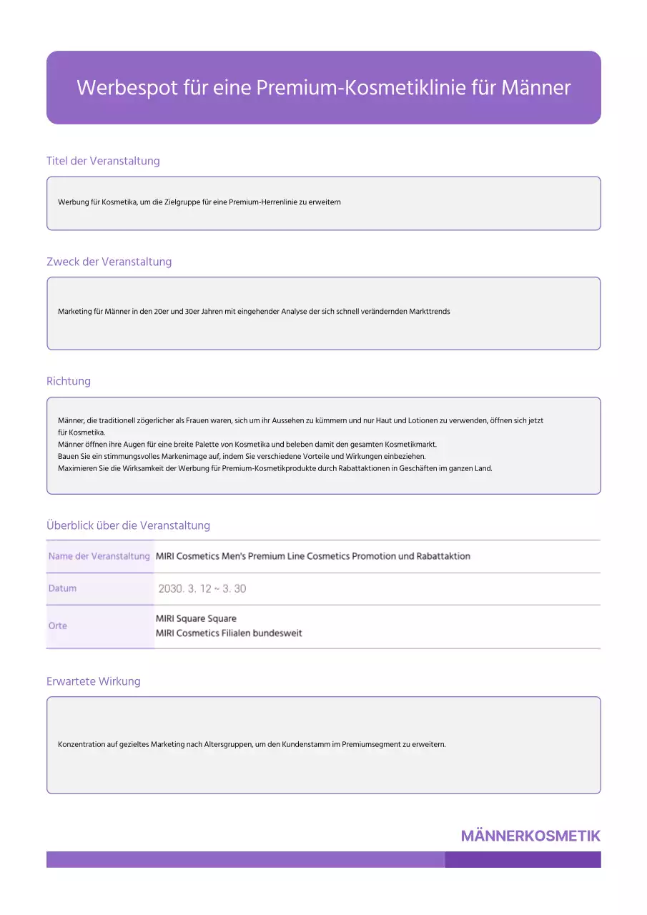 PR-Plan mit lila Akzenten