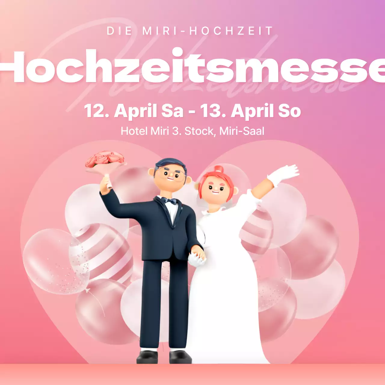 Hübsche Anzeige zur Hochzeitsmesse in Rosa