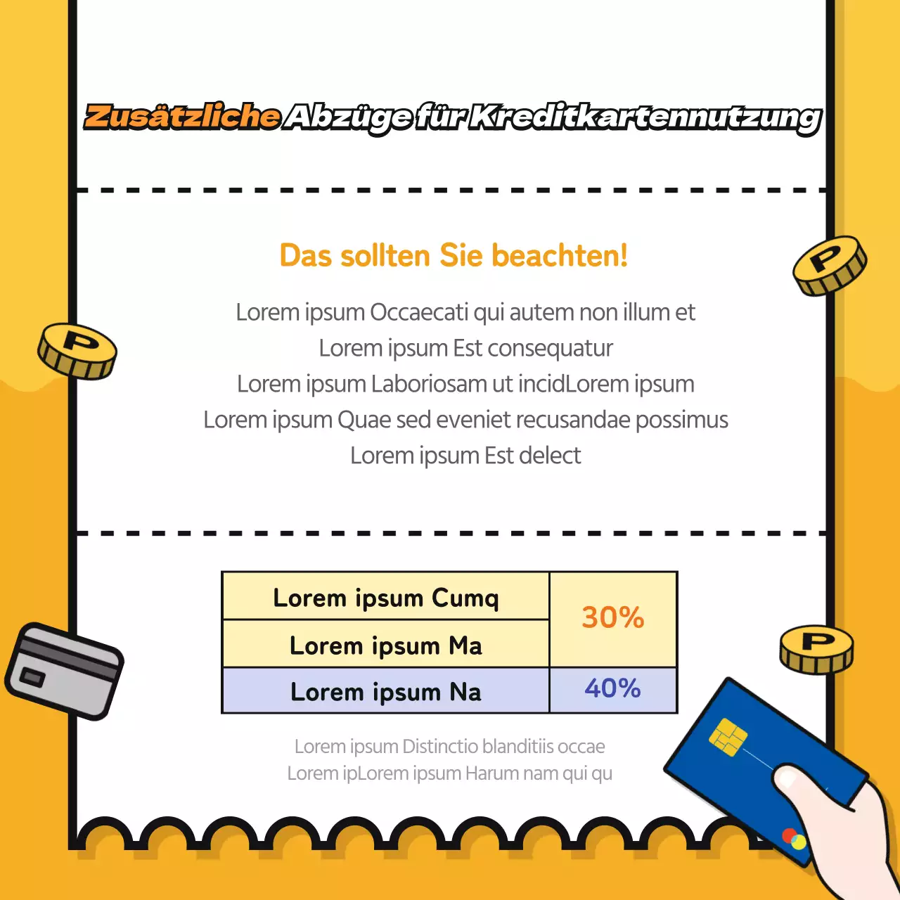 Quittungsähnlicher gelber Hintergrund Jahresendabrechnung cardnews