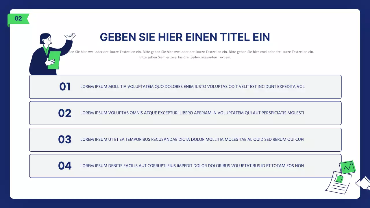 Sauberer Business-Illustrationsbericht in Marineblau