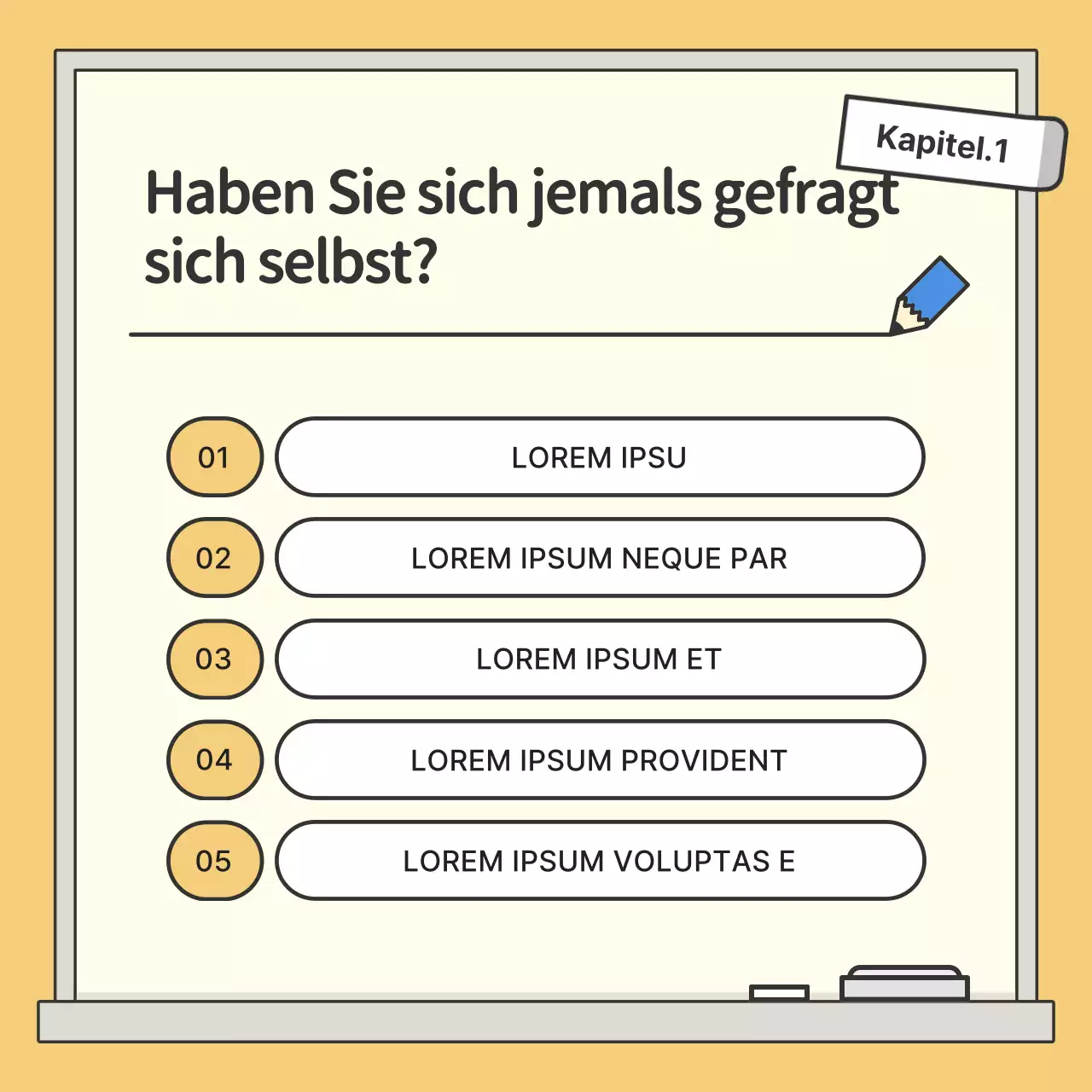 Geisteswissenschaftliche Vorlesung mit gelb-blauer studentischer Kreidetafelillustration