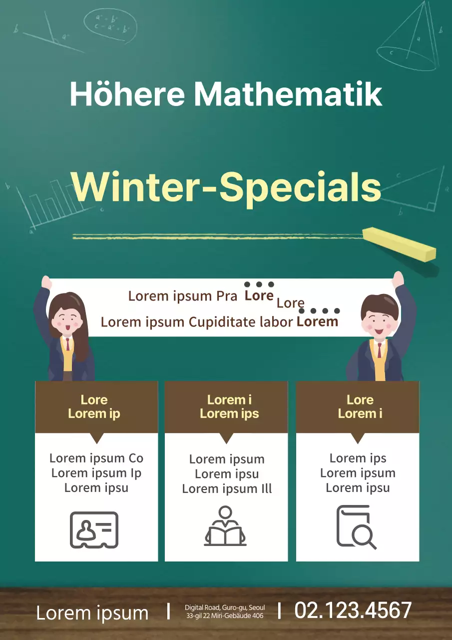 Grün-Gelb-Braun-Tafel Maths School Promotion