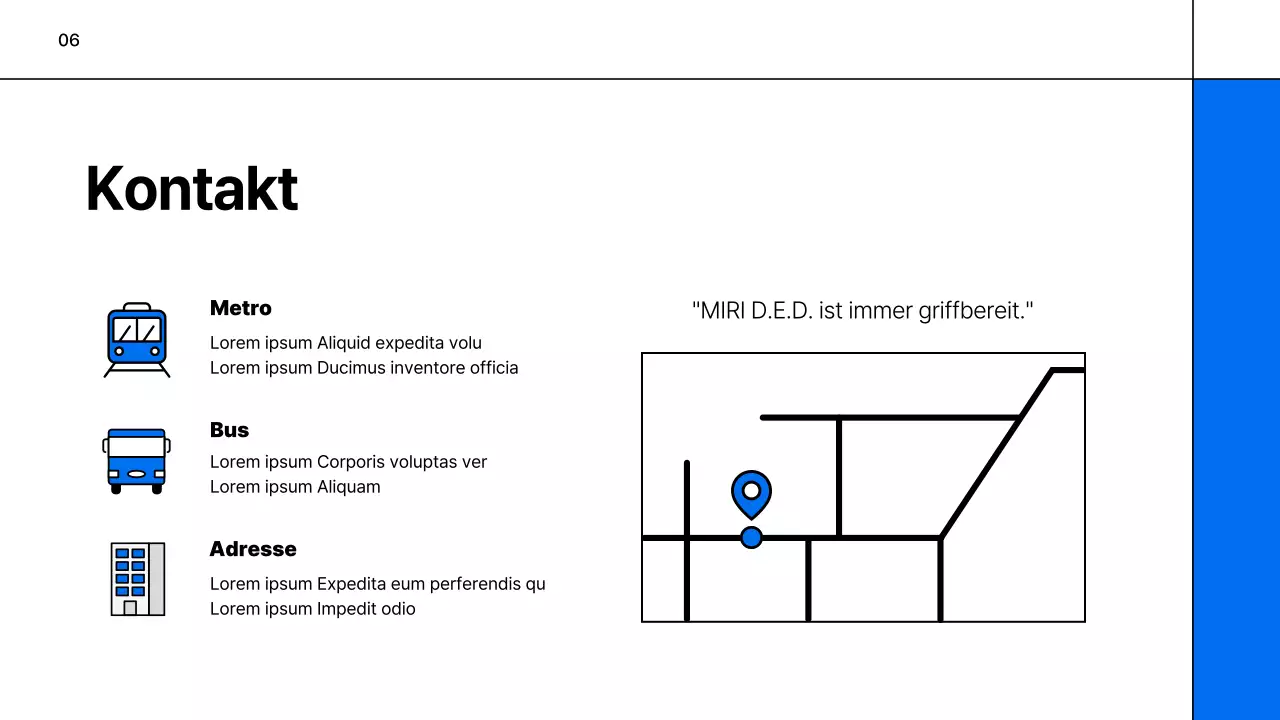 Ein einfacher weiß-blauer Prospekt für ein Bildungsunternehmen