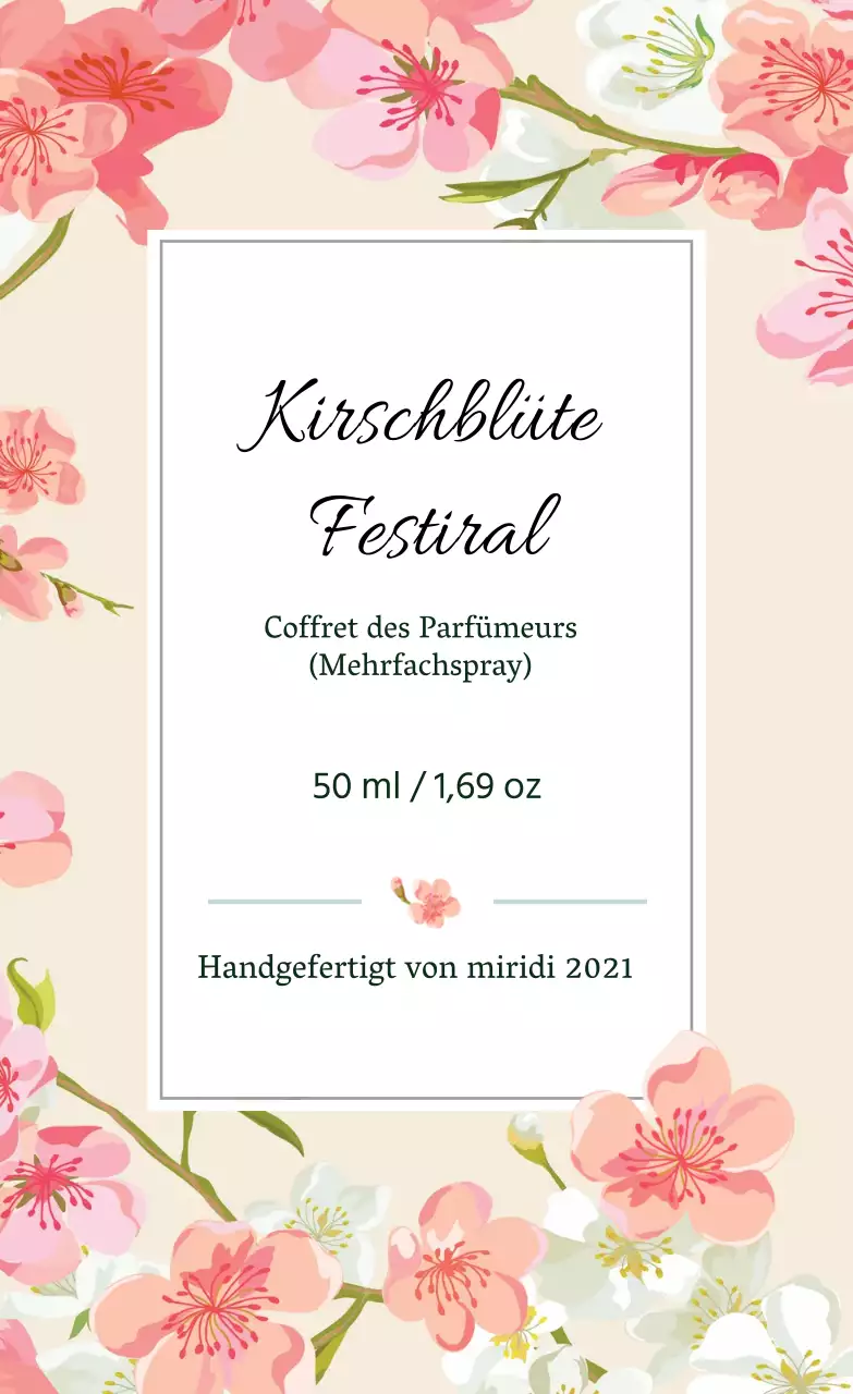 Vintage Parfüm Etikett mit rosa Illustration