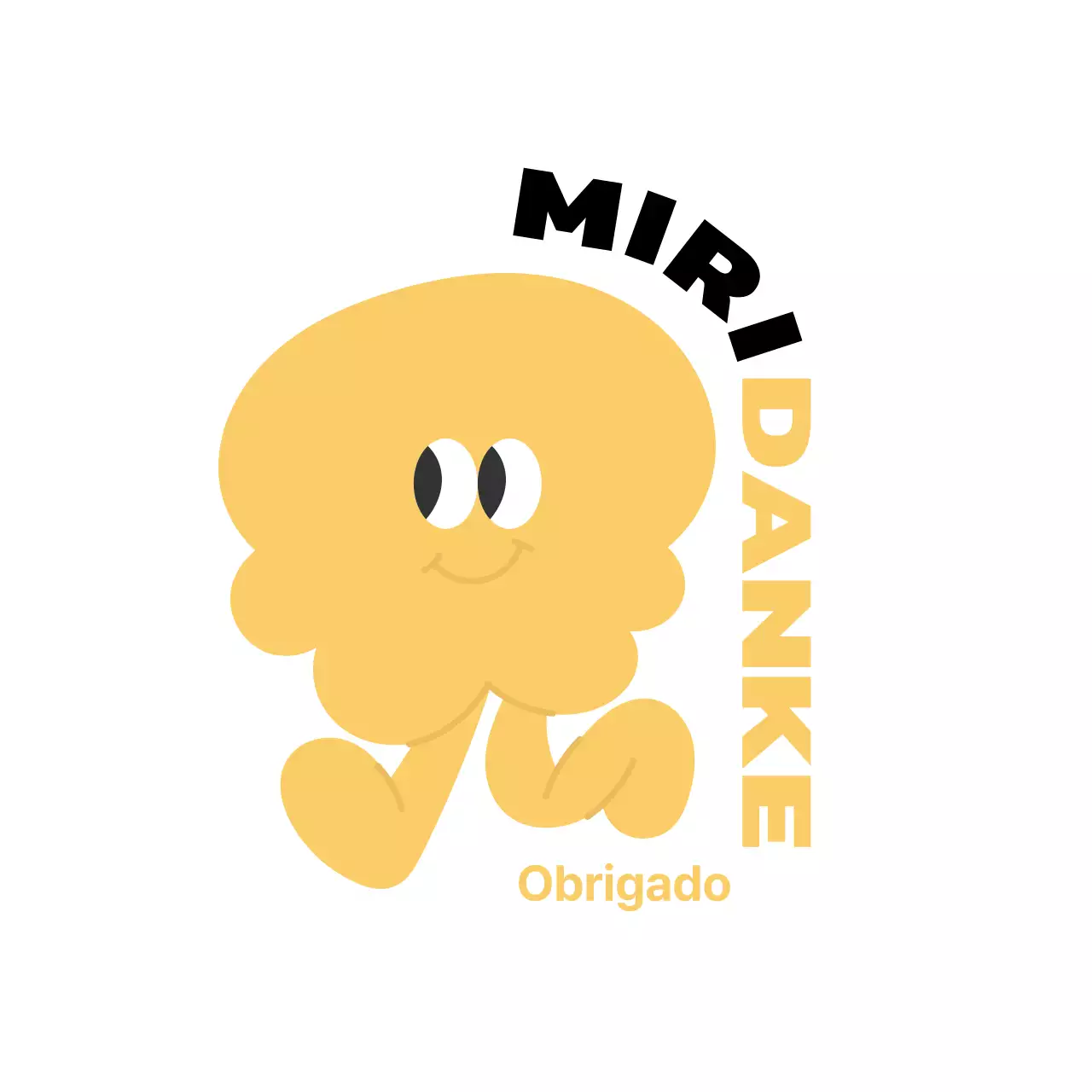 Autocolantes de agradecimento ao cliente com personagens ilustradas em amarelo e cor-de-rosa