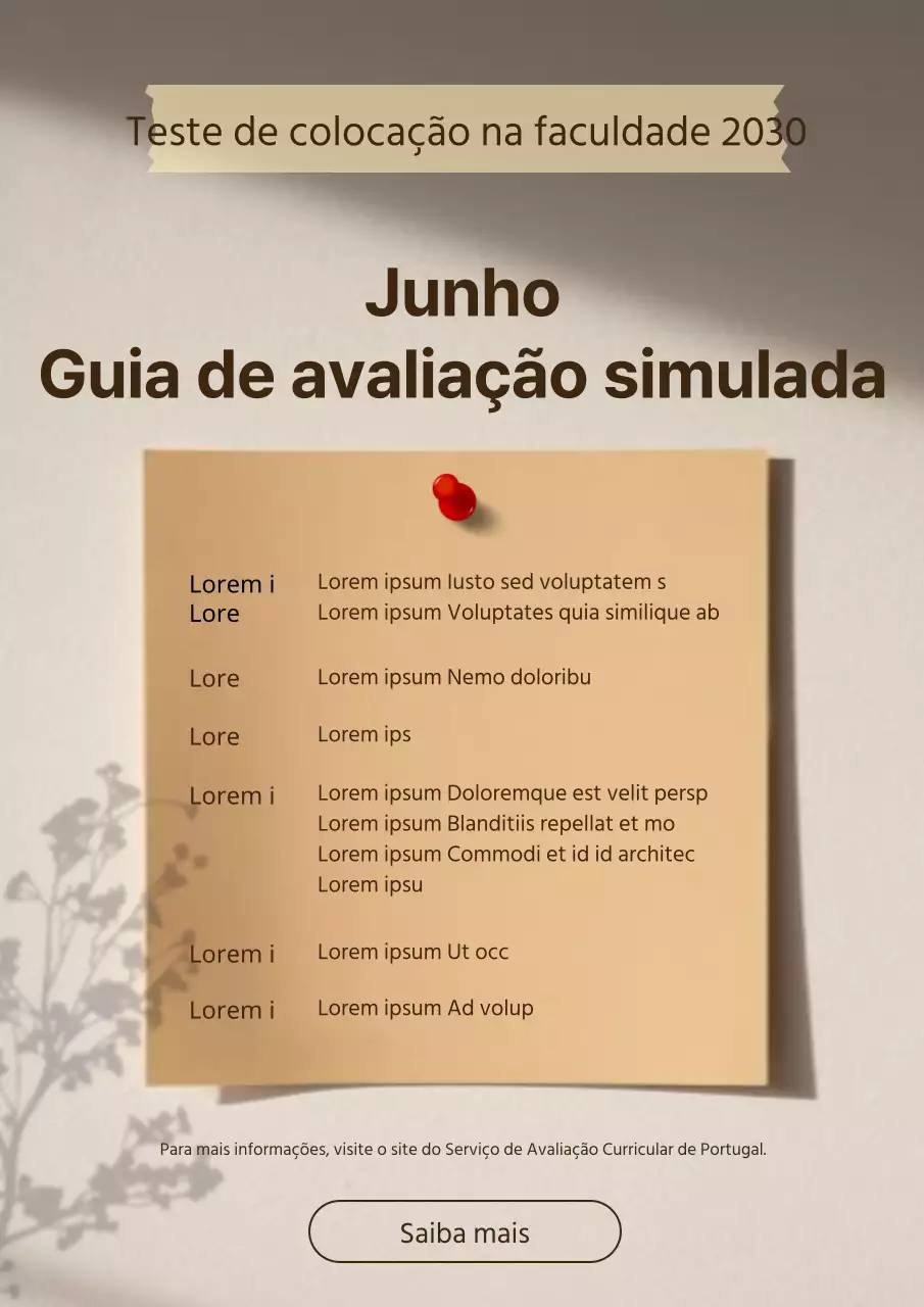 Guia para avaliações simuladas em tons de bege e castanho