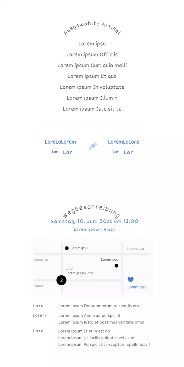 Nette und einfache Hochzeitseinladung mit Braut und Bräutigam Illustration in blauen Akzenten