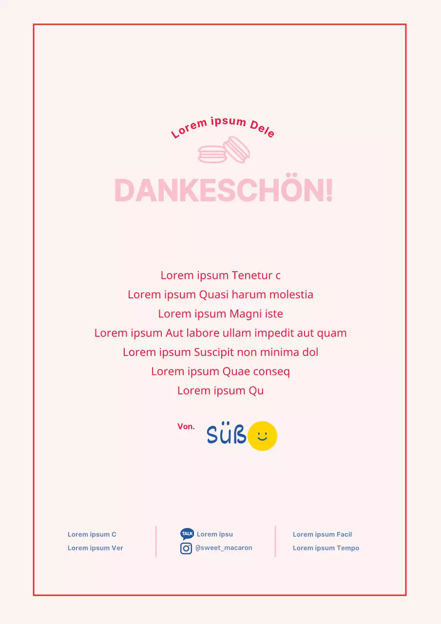 Rosa und rote süße Macarons auf der Speisekarte