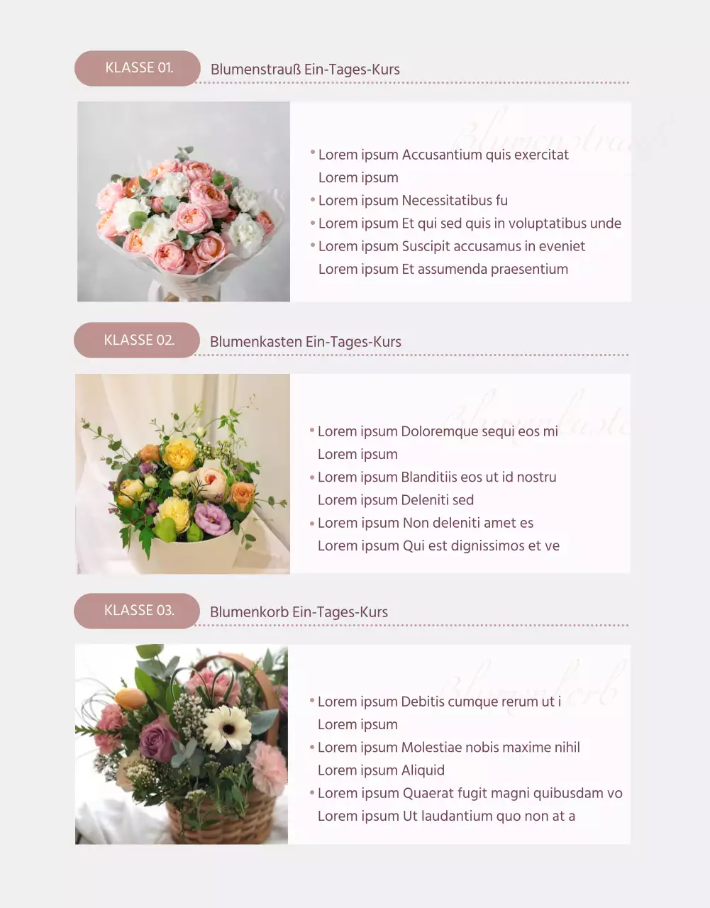 Ein Leitfaden für einen luxuriösen eintägigen Blumenkurs in Rosa.