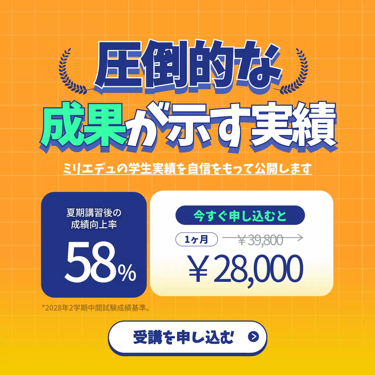 オレンジ モダン 成績 ポスター Instagram投稿