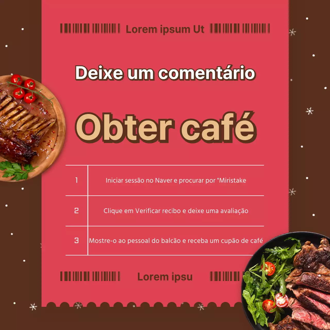 Promova o seu evento de revisão de recibos de Natal com um toque de vermelho e castanho