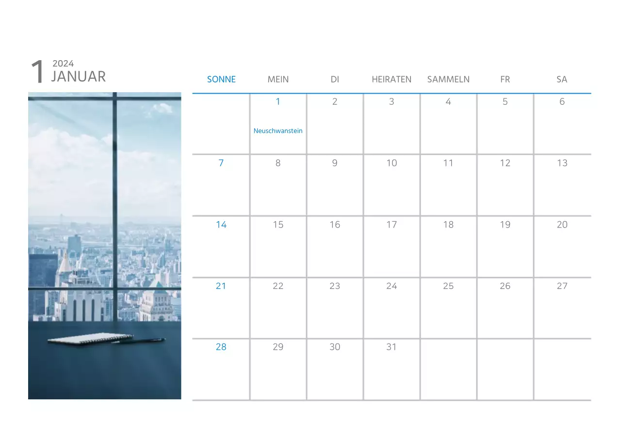 Weißer und einfacher Tischkalender für Unternehmen