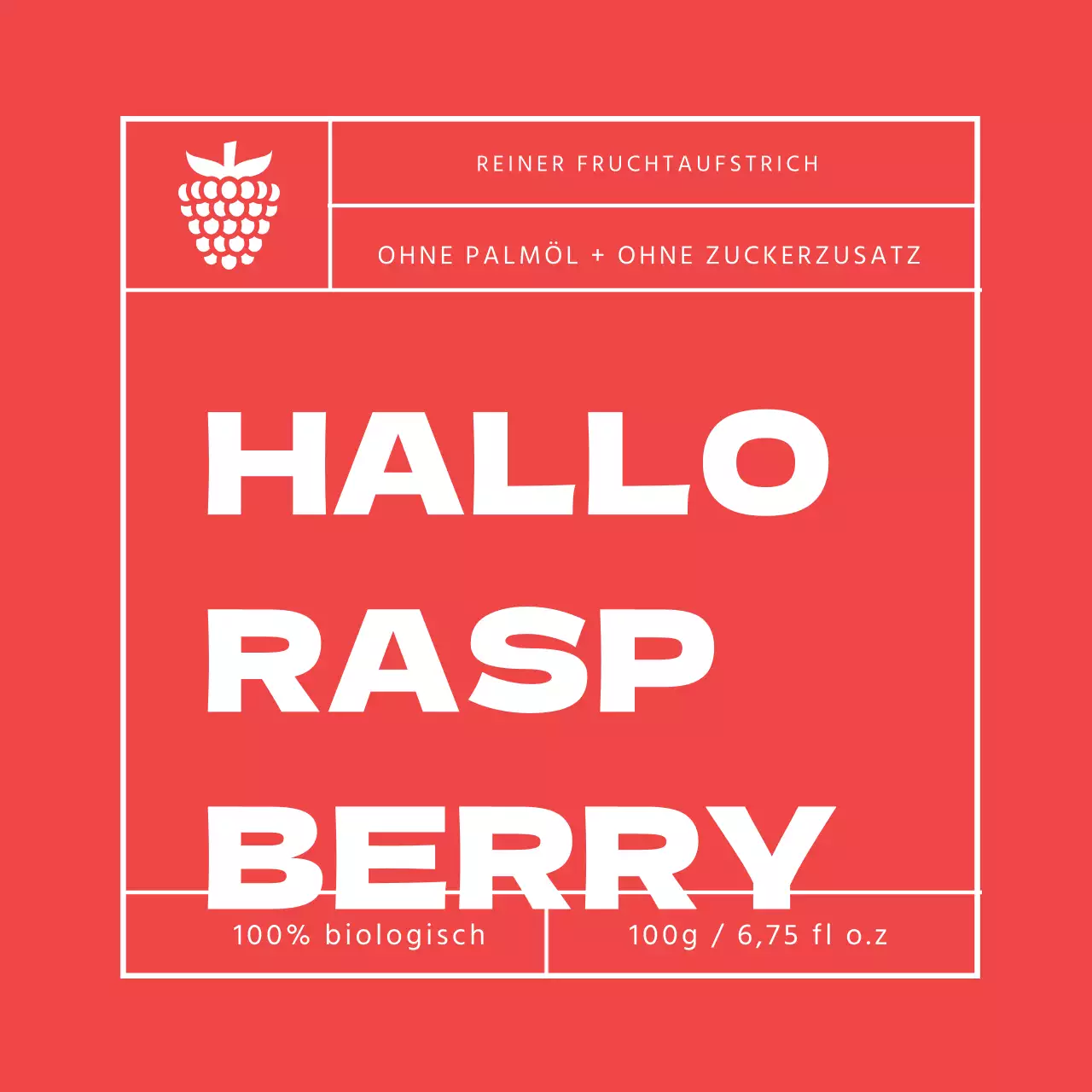 Etikett für Himbeermarmelade