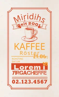 Kaffeebohnen-Etiketten mit einem rötlichen typografischen Design