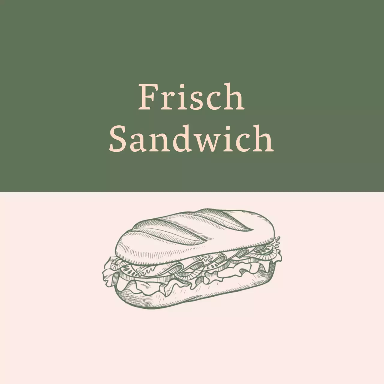 Grüne Illustration Jahrgang Lebensmittel Sandwich-Etikett