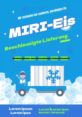 Förderung des Verkaufs einer süßen Eislieferung in Hellblau und Chartreuse