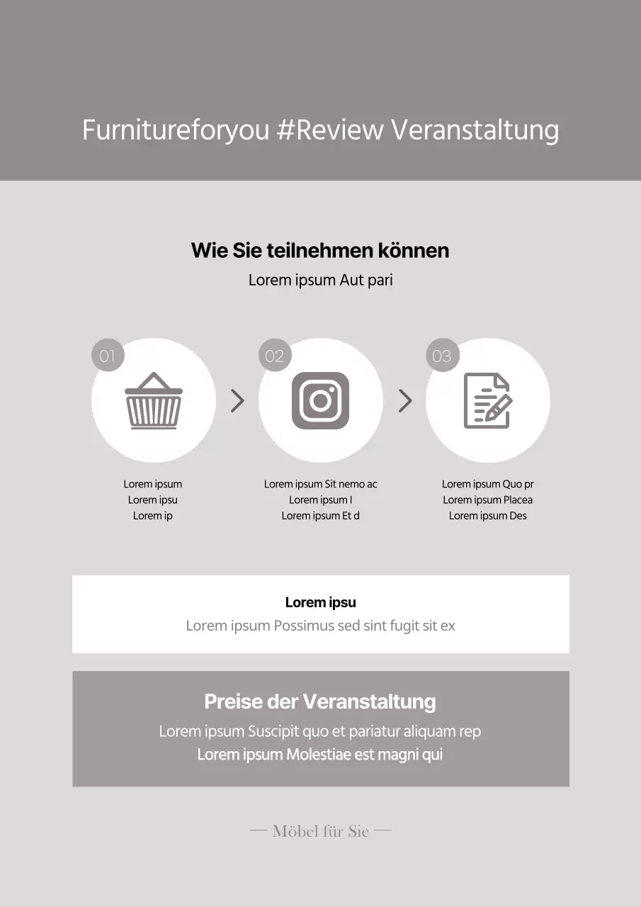 Rückblick auf ein stilvolles Möbelhaus in Beige Event-Werbeflyer