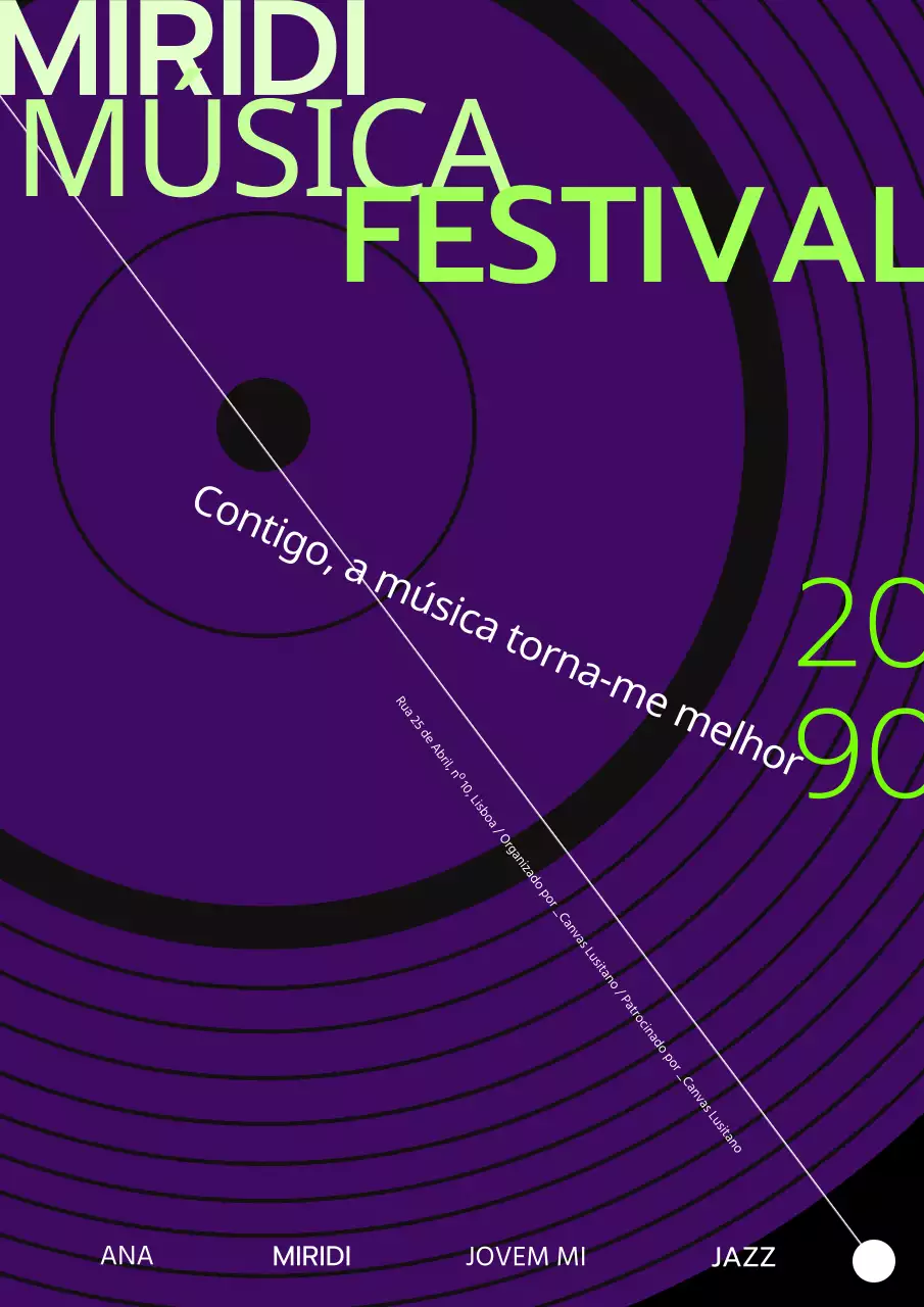 Um festival de jazz decorado com discos roxos