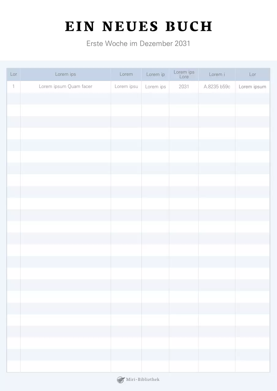 Ein einfaches lilafarbenes Inhaltsverzeichnis