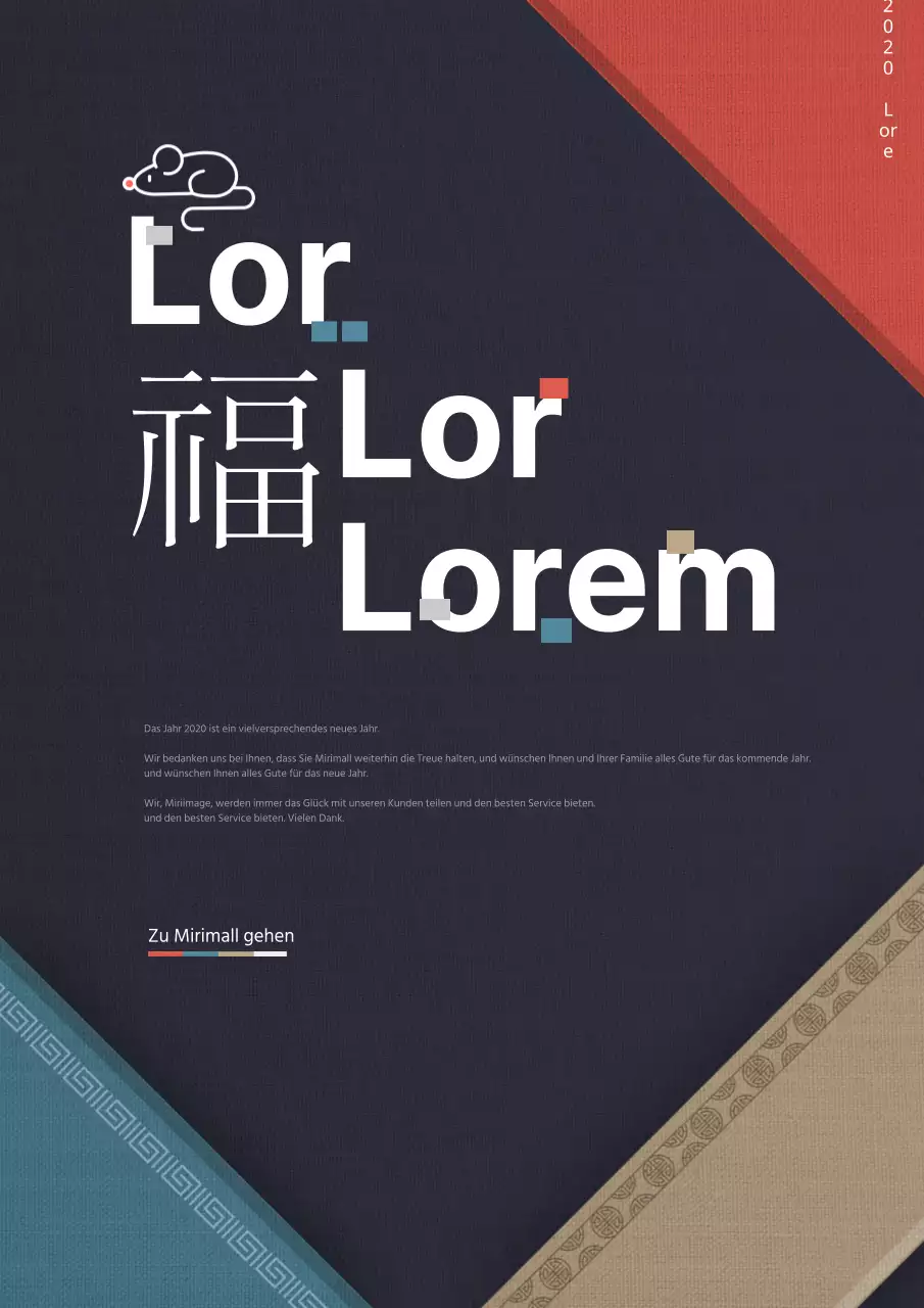 Neujahrsbrief verziert mit Mustern im traditionellen Konzept von Marineblau