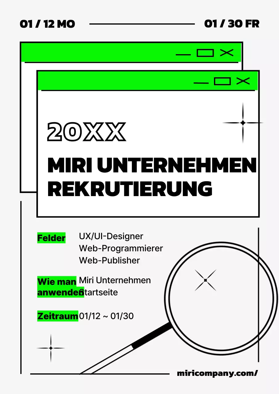 Stellenausschreibungen des Unternehmens in Schwarz und Neongrün
