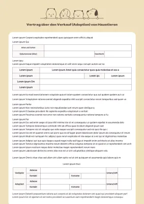 Adoptionsvertrag für Haustiere in Beigetönen