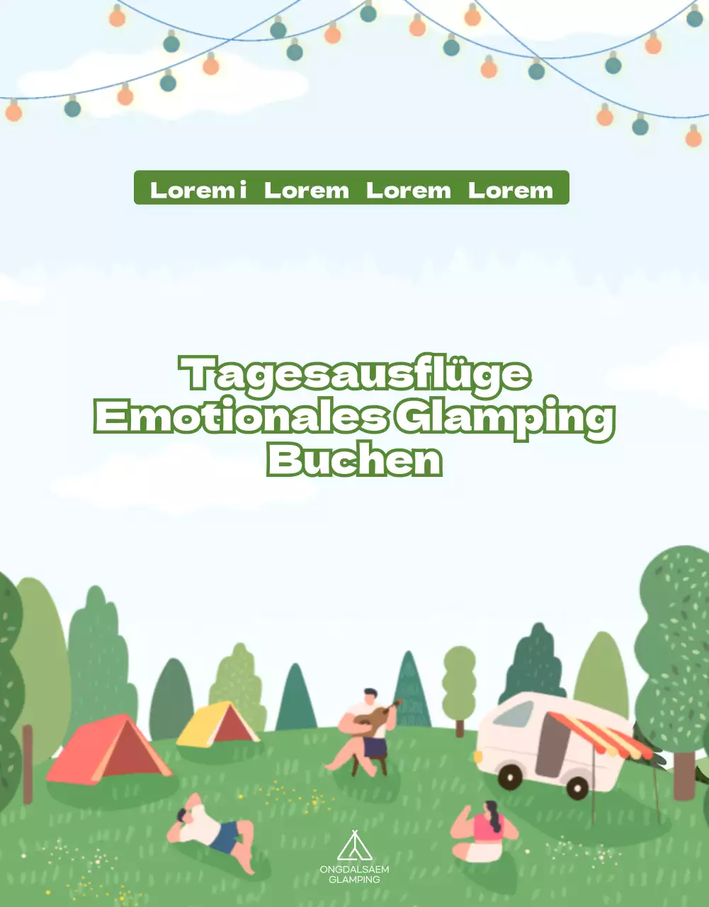Einfache grün illustrierte Campingbuchungsdetailseite