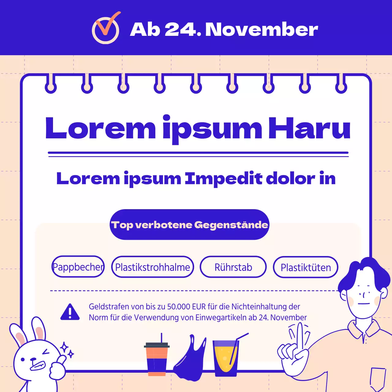 Einführung in die seit diesem Jahr geänderte Politik, die hübsch in blau und rosa gehalten ist