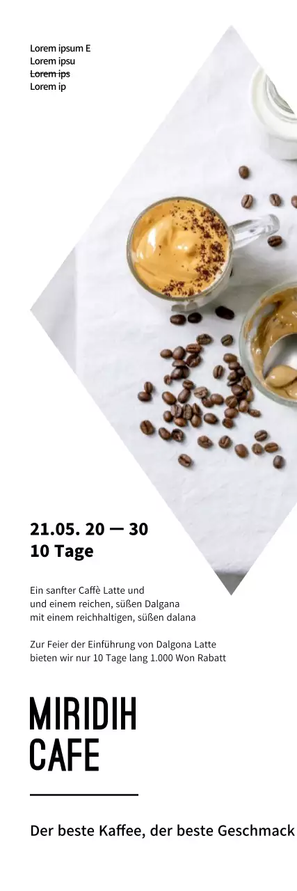 Einfaches Kaffee-Menü-Banner mit weißem Hintergrund