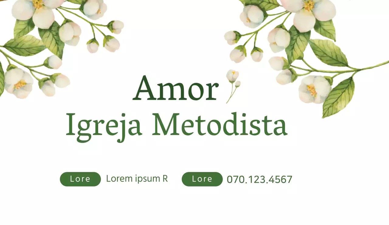 Desenho promocional de igreja, limpo e calmo, com flores ilustradas