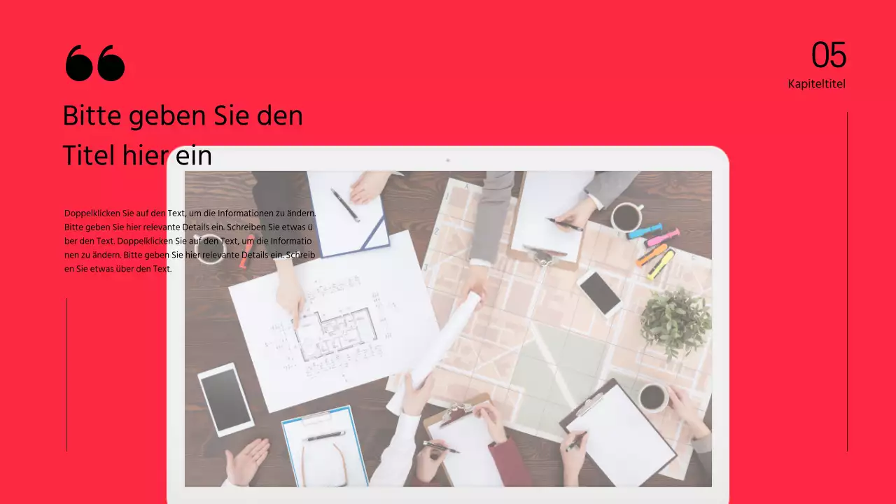 Diskussionsdarstellung der Texthervorhebung und des Fotolayouts in Rot