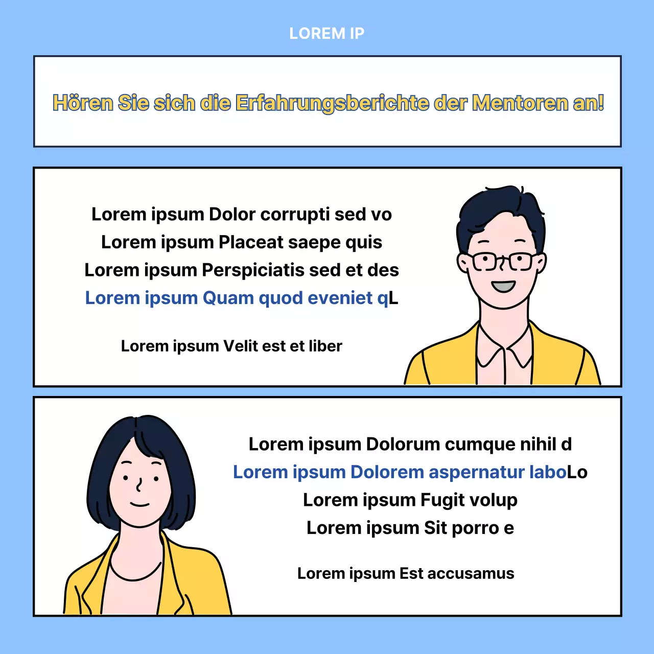 Hellblaues und gelbes modernes Jugendzentrum Mentoring-Einstellung